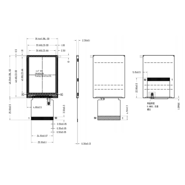 2.0" inch All 240*320 LCD display for Smart watch and wearable, medical, Ebike, smart home, hand-held device, industrial, EV charger, Medical - Image 3