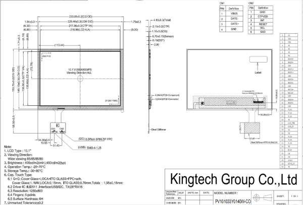 10.1" inch All 1280*800 LCD display for medical, Ebike, smart home, hand-held device, industrial, EV charger, Medical - Image 3