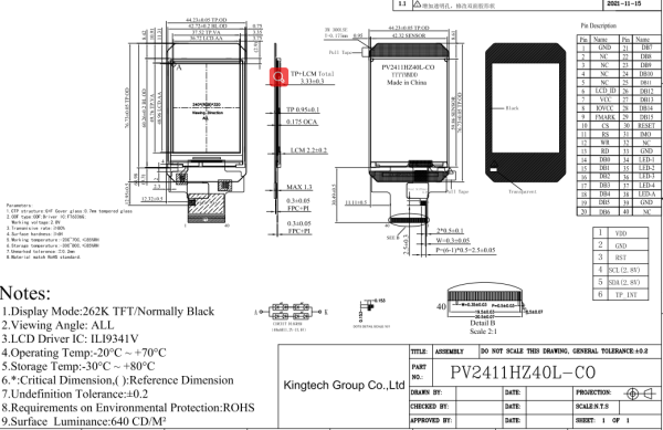 2.4" inch All 240*320 LCD display for medical, E-bike, smart home, hand-held device, industrial - Image 2